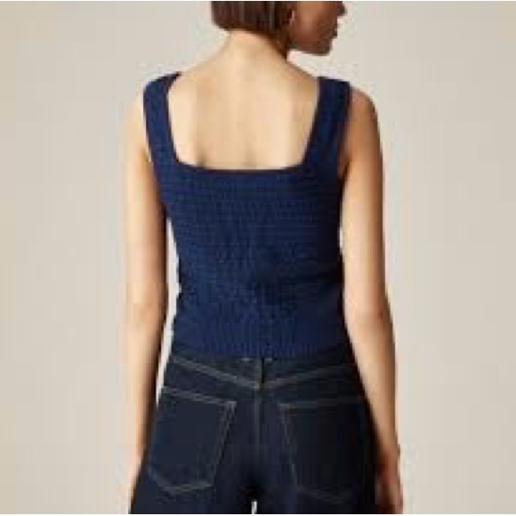 J. Crew Navy Sequin Embellished Crop Top - Picture 3 of 5